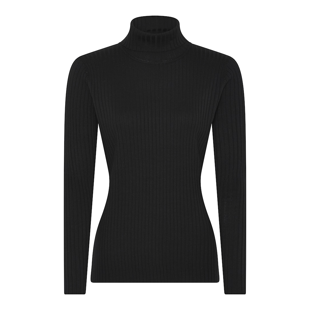 MICHA Viscose Rib Strik - Sort - XXL