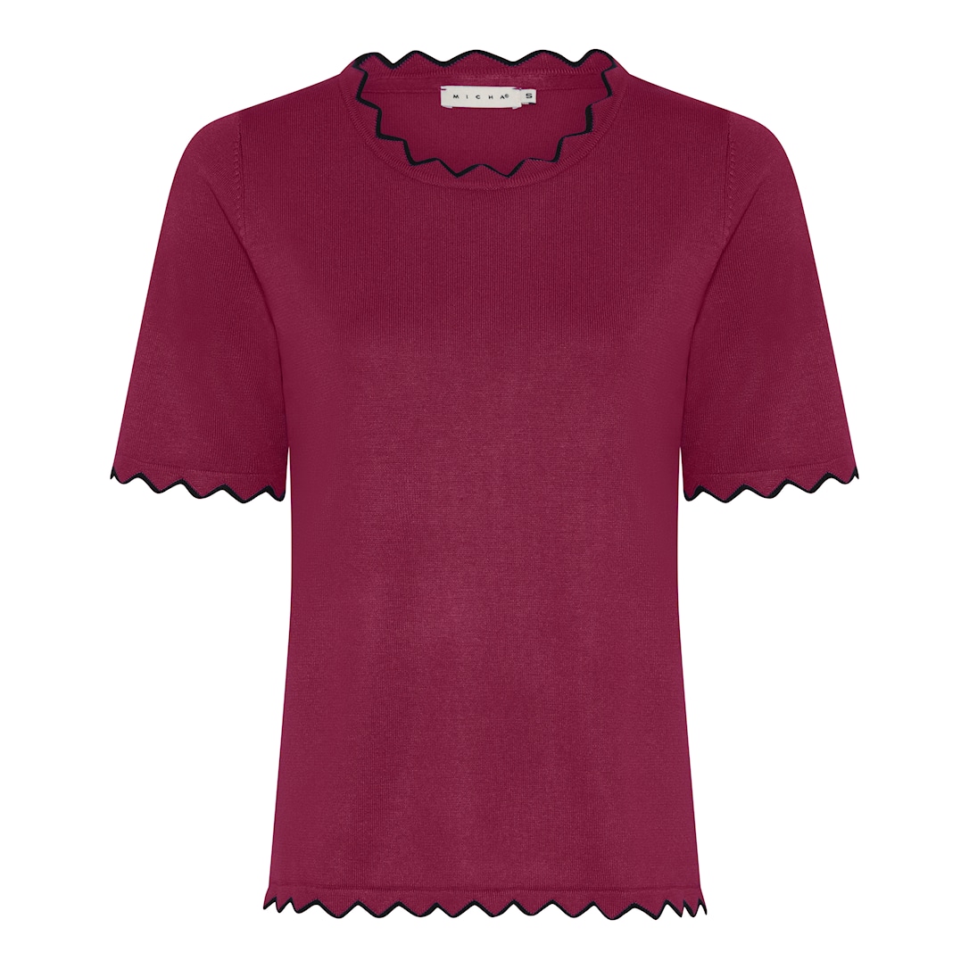 MICHA Viscose Strik med Kant - Lilla Vin - M