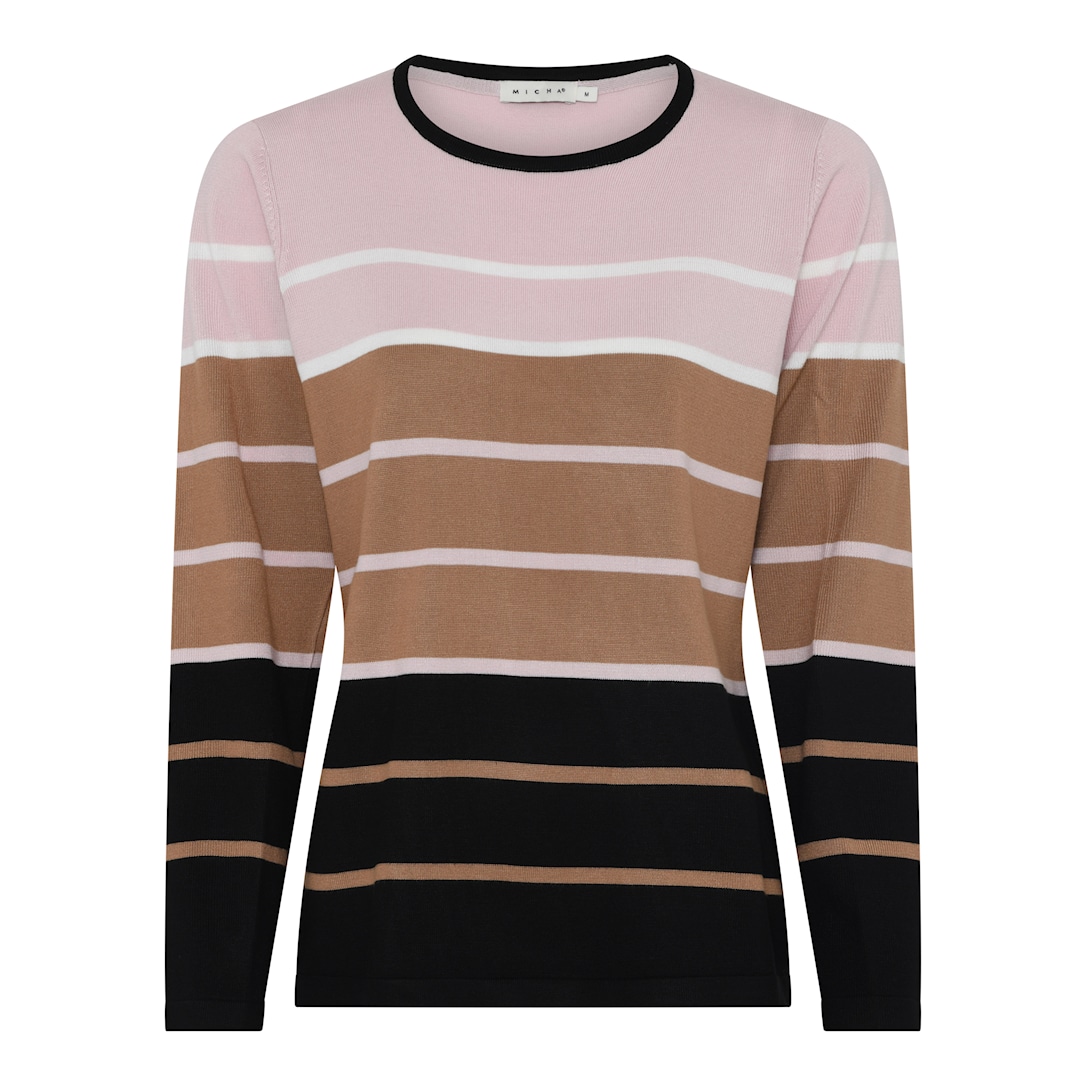 MICHA Strik Autumn Viscose Stripe Knit - Blk/Rosa - M