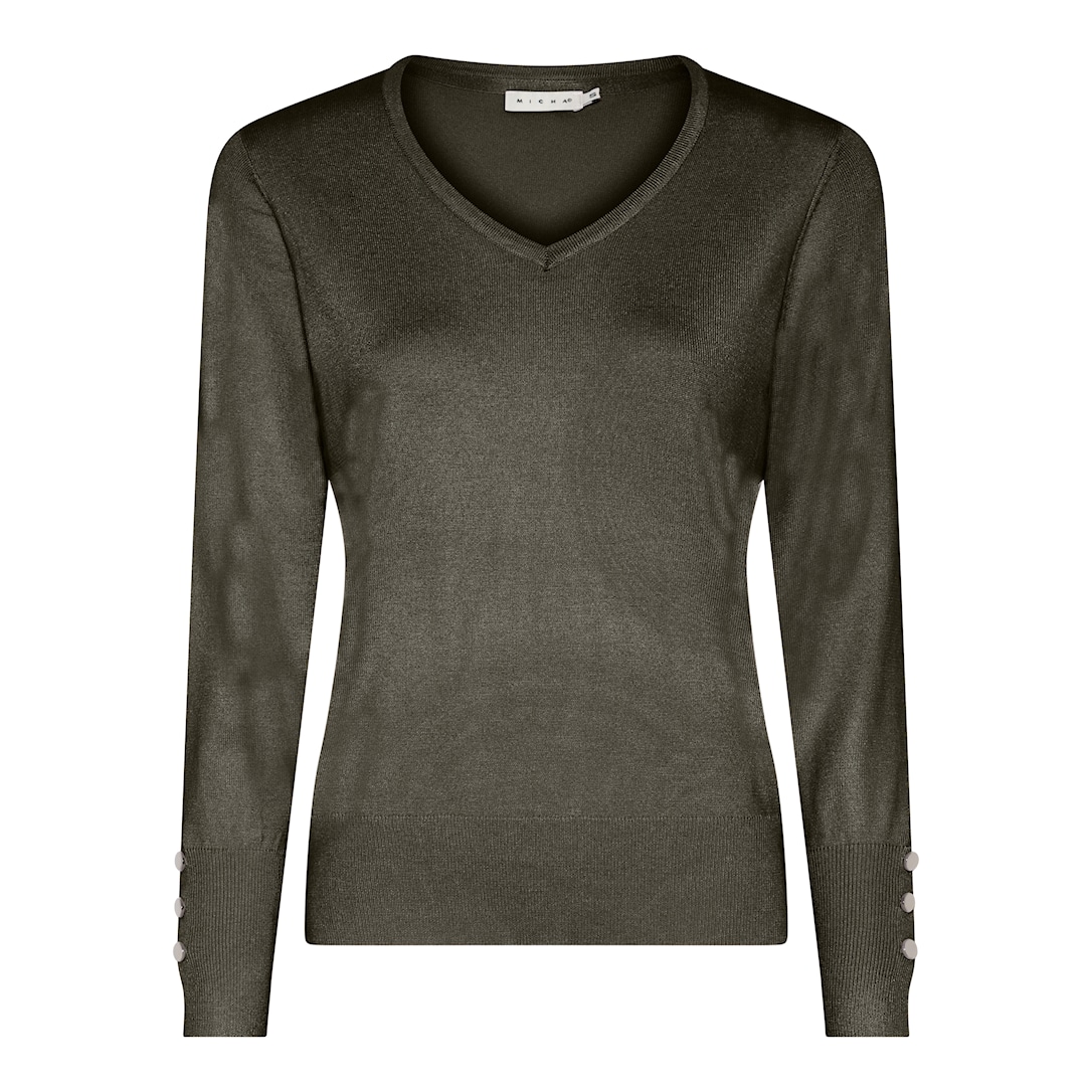 MICHA Efterårs Viscose Strik - Oliven Nat - L