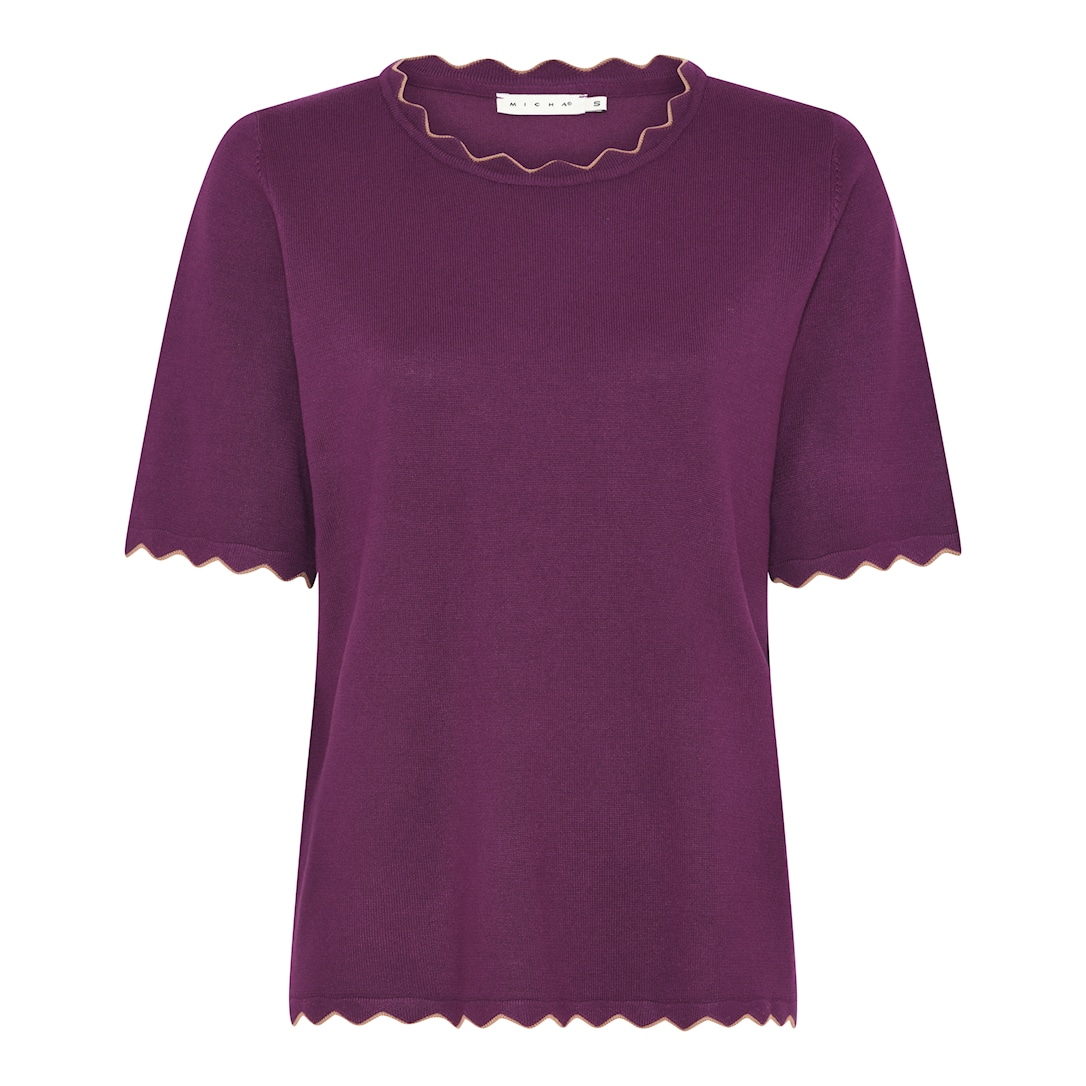 MICHA Viscose Strik med Kant - Lilla - L
