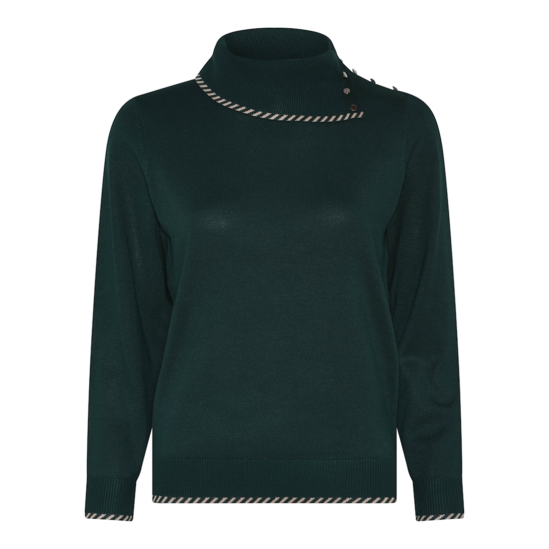 MICHA Viscose Strik w. Kant - Mørkegrøn - L