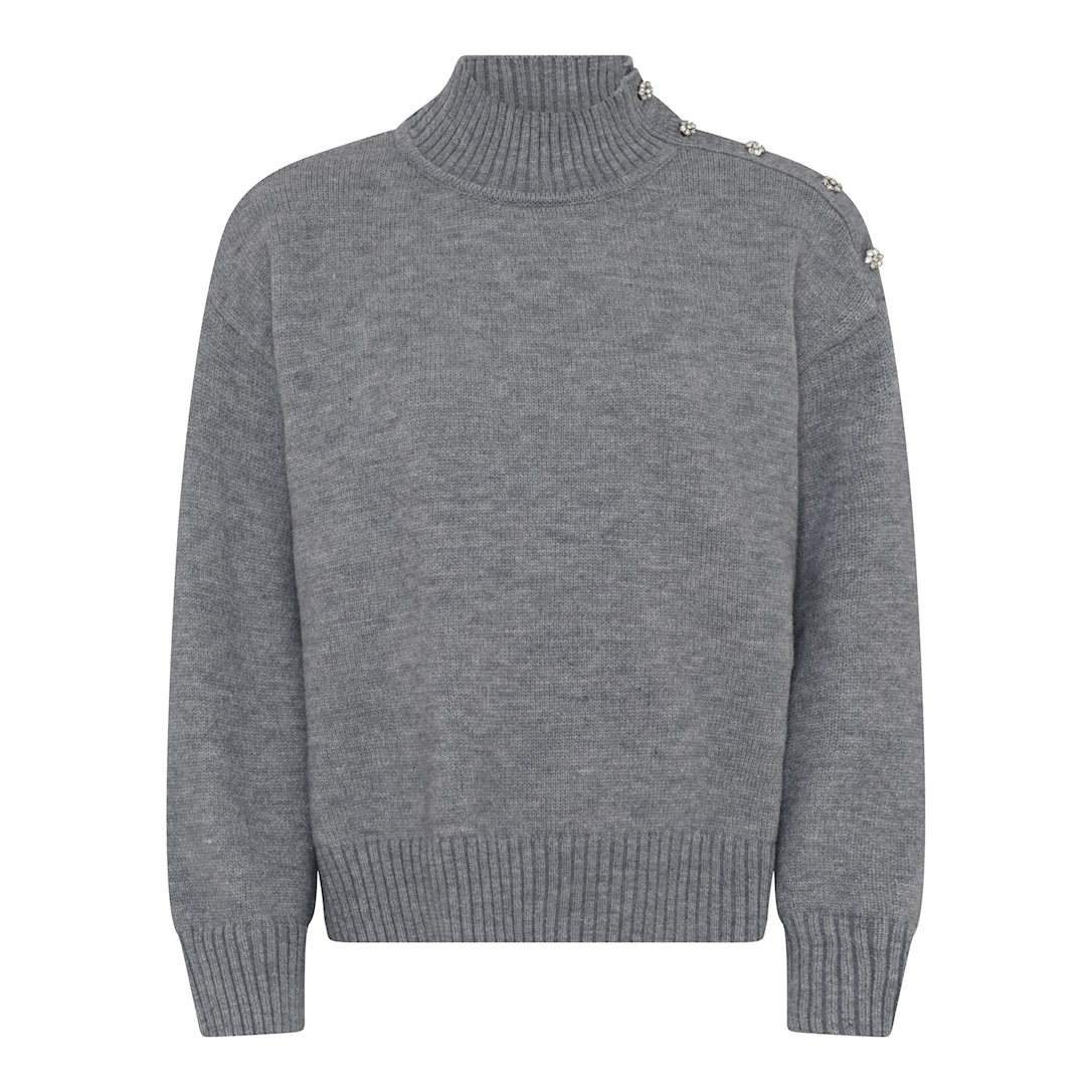 MICHA Cosy Detail Strik - Lysegrå Mel. - L