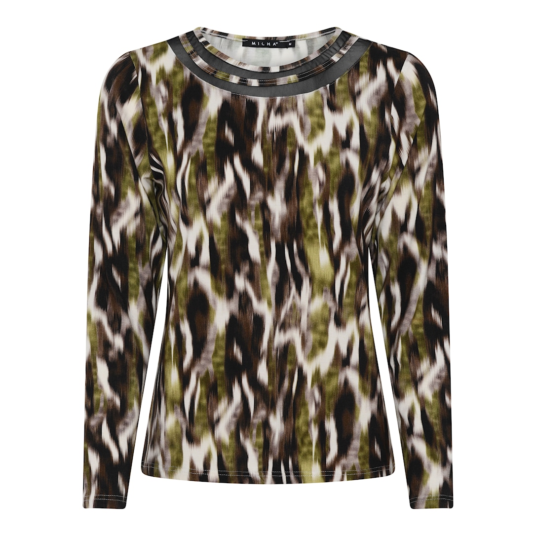 MICHA T-shirt Efterårs Print - Grøn - L