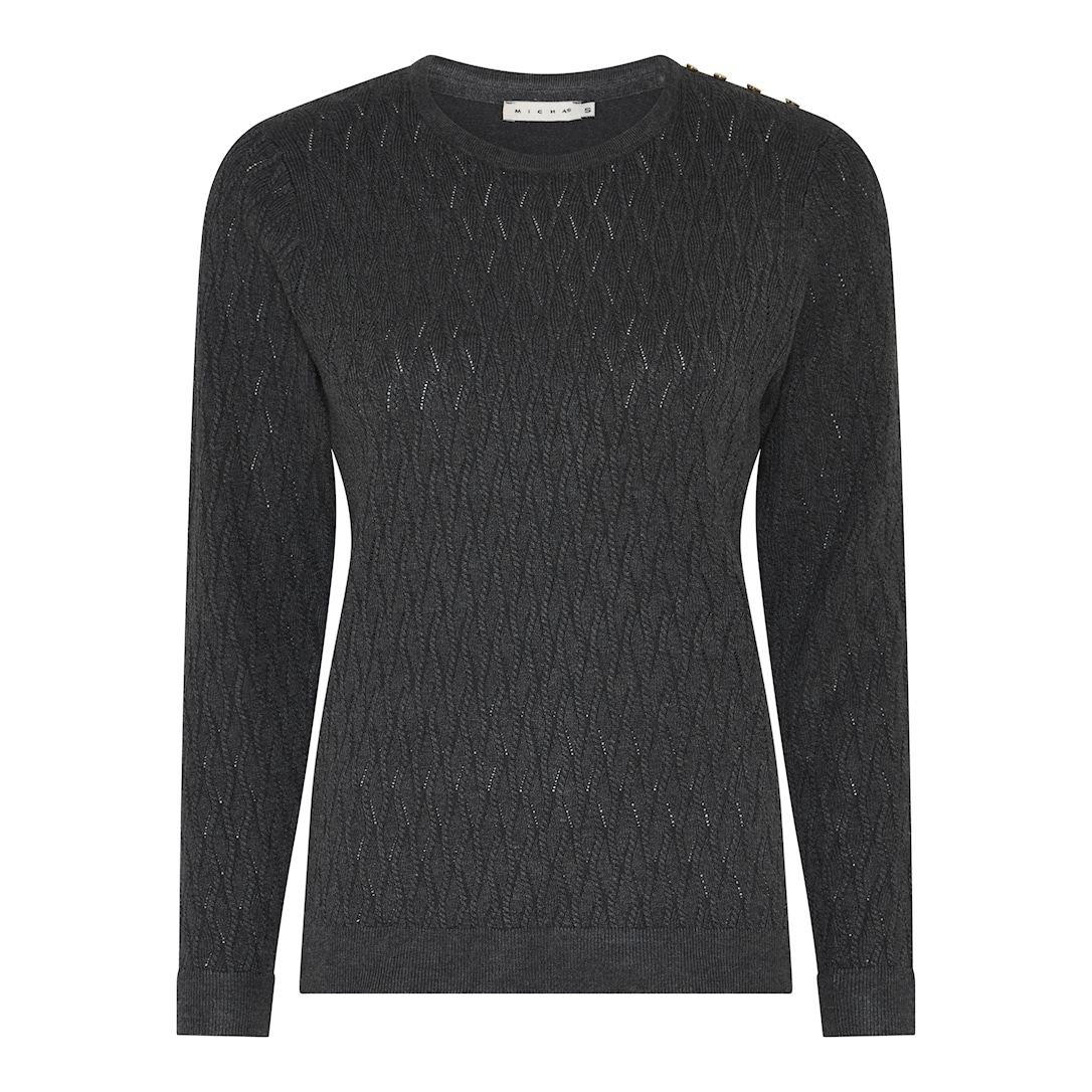 MICHA Elegant Viscose Strik - Koksgrå Mel. - M