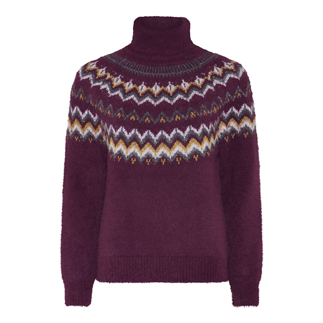 MICHA Cosy Nordic Strik - Plum/Blå - XXL