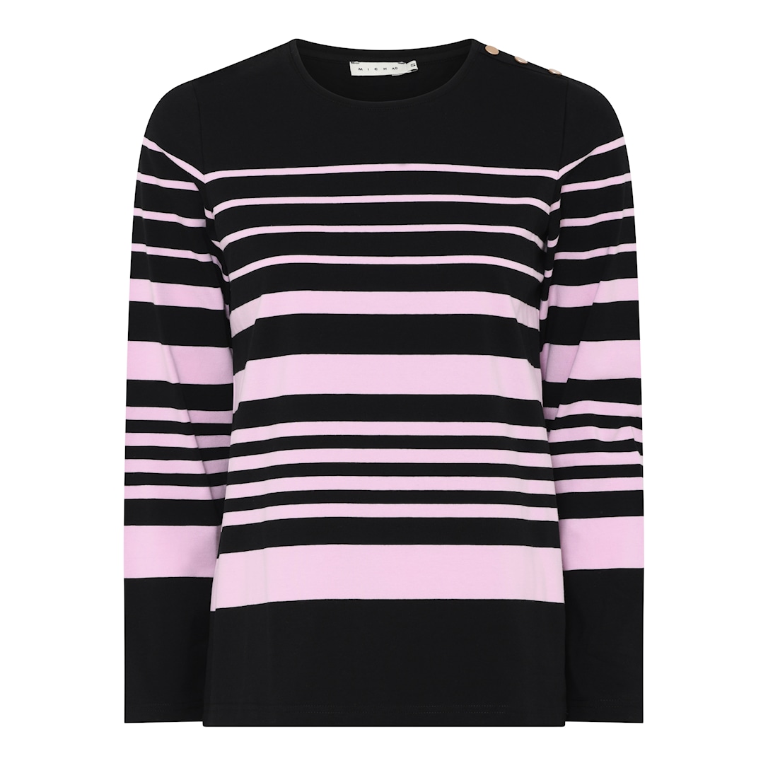 MICHA T-shirt Stribet - Sort/Rosa - S