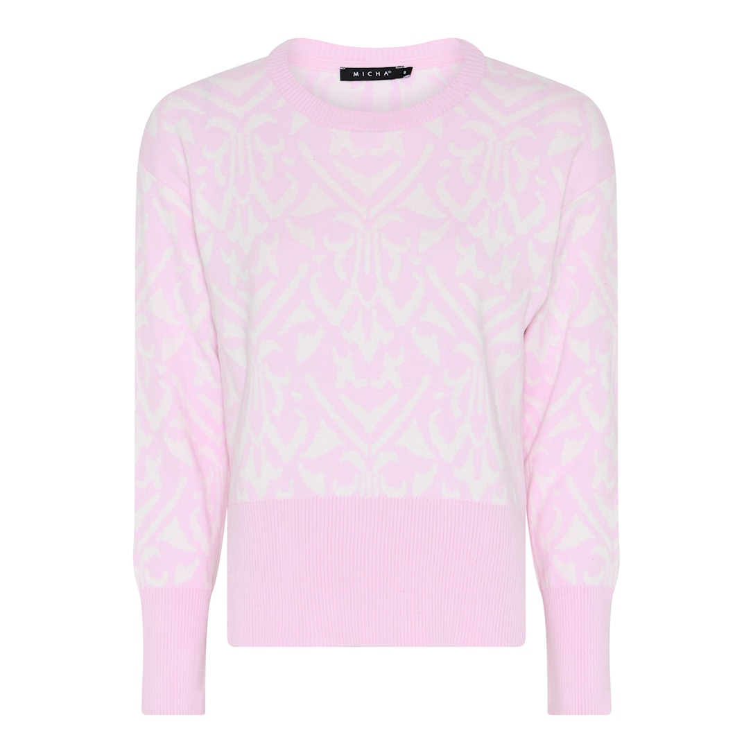 MICHA Jacquard Pattern Strik - Rosa/Offwhite - L