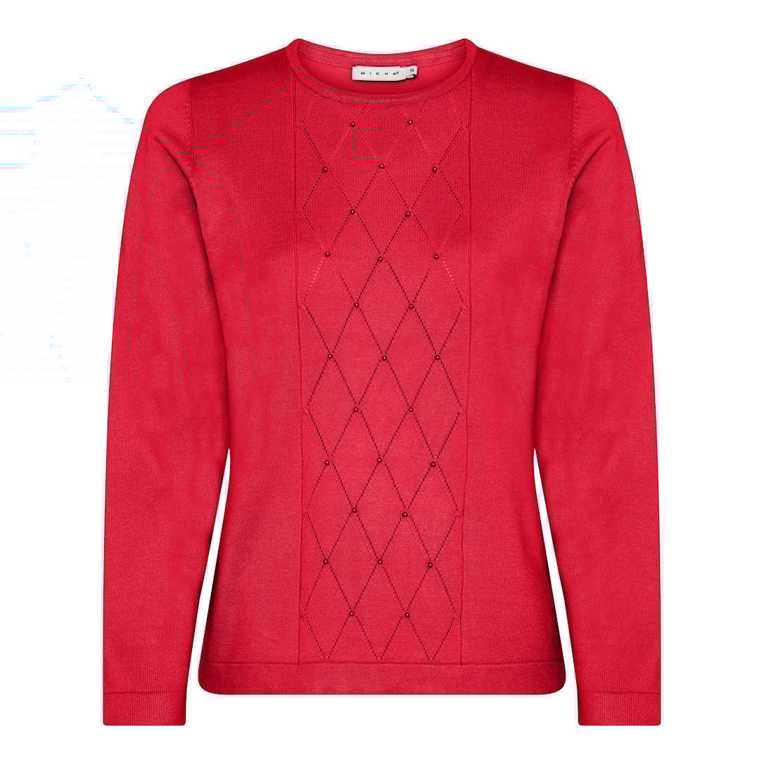 MICHA Forårs Viscose Strik - Læbestiftrød - XL