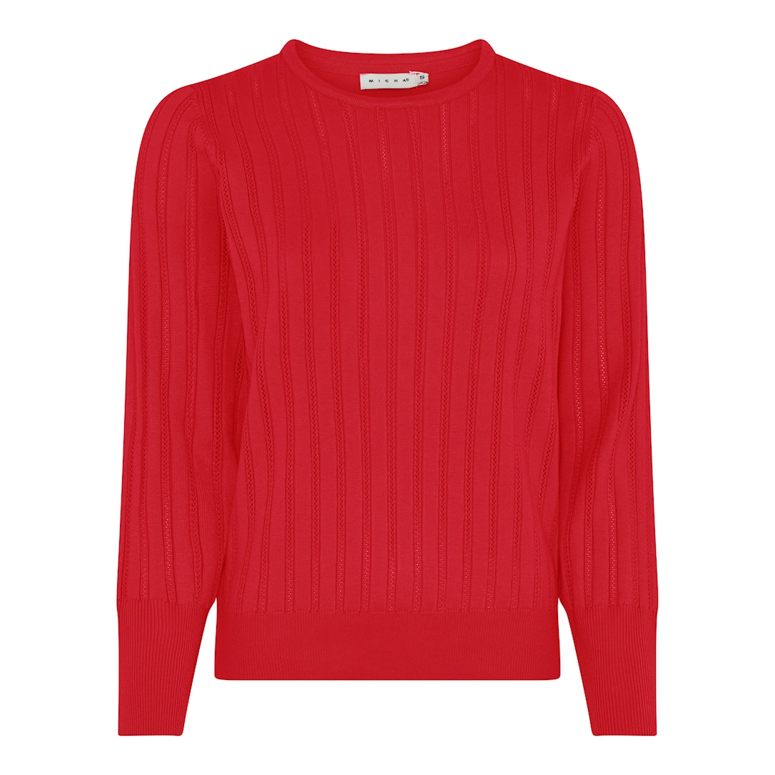 MICHA Forårs Viscose Strik - Læbestiftrød - XL