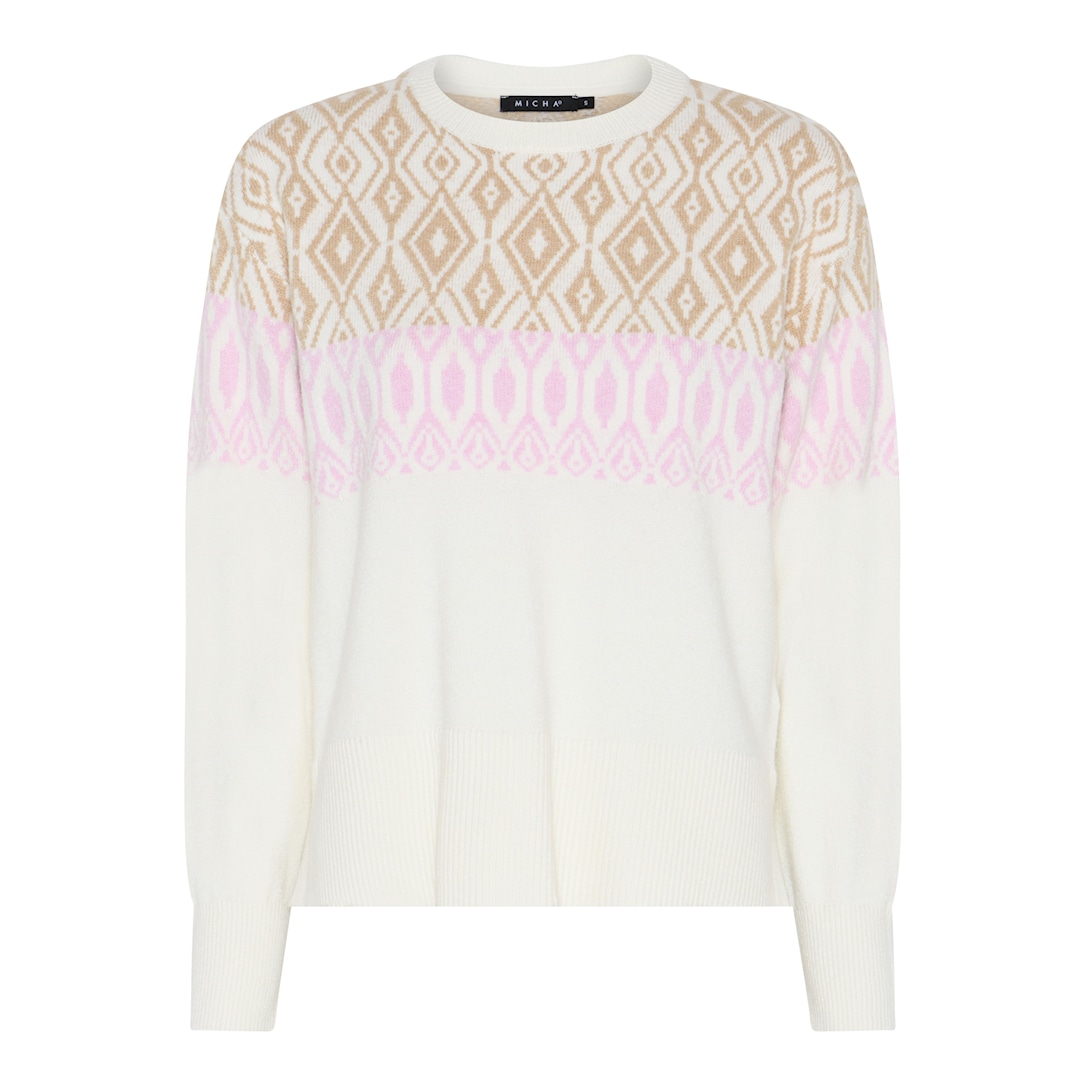 MICHA Border Kant Strik - Offwhite/Rosa - M