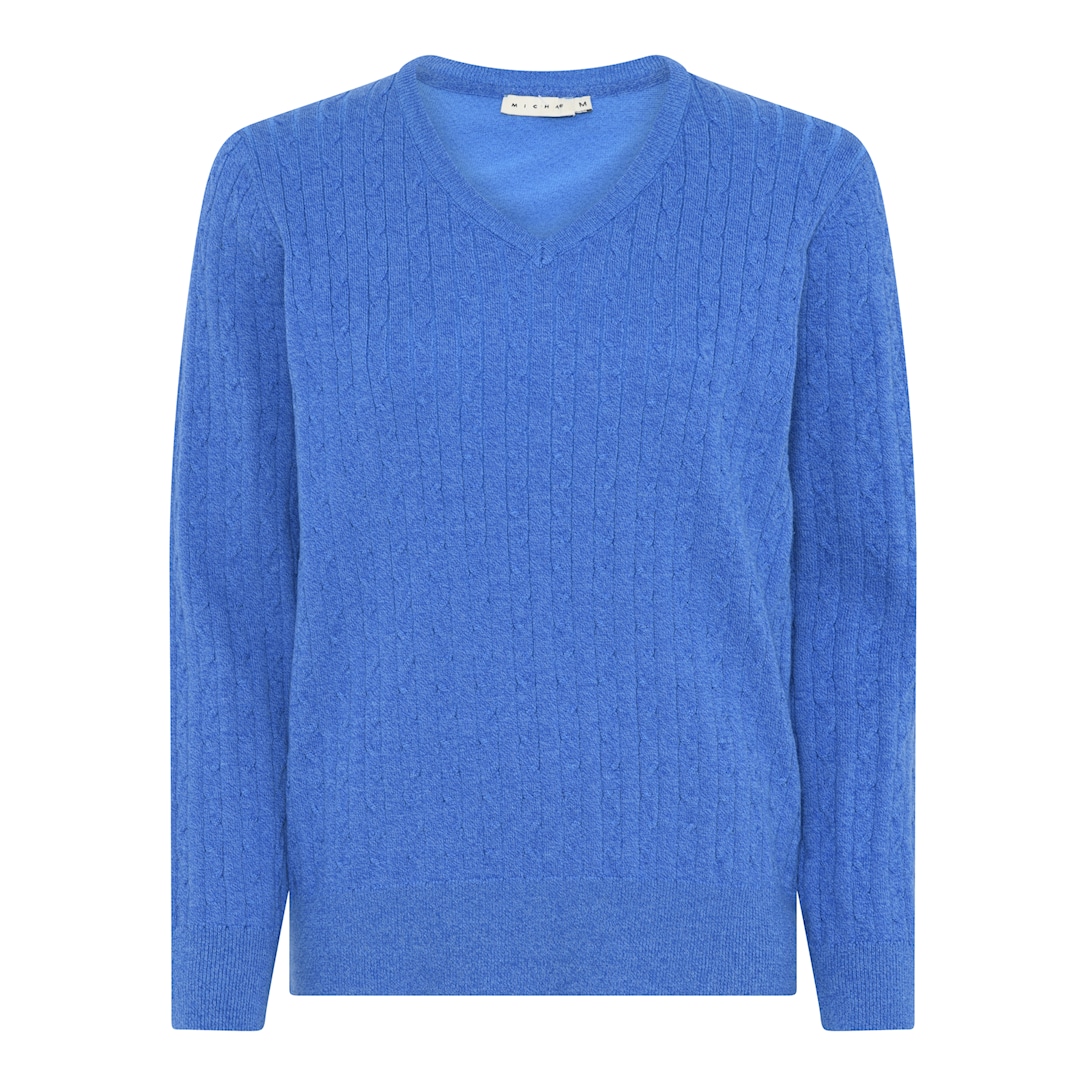 MICHA Melange Bomuld Strik - Blå Mel. - XXL