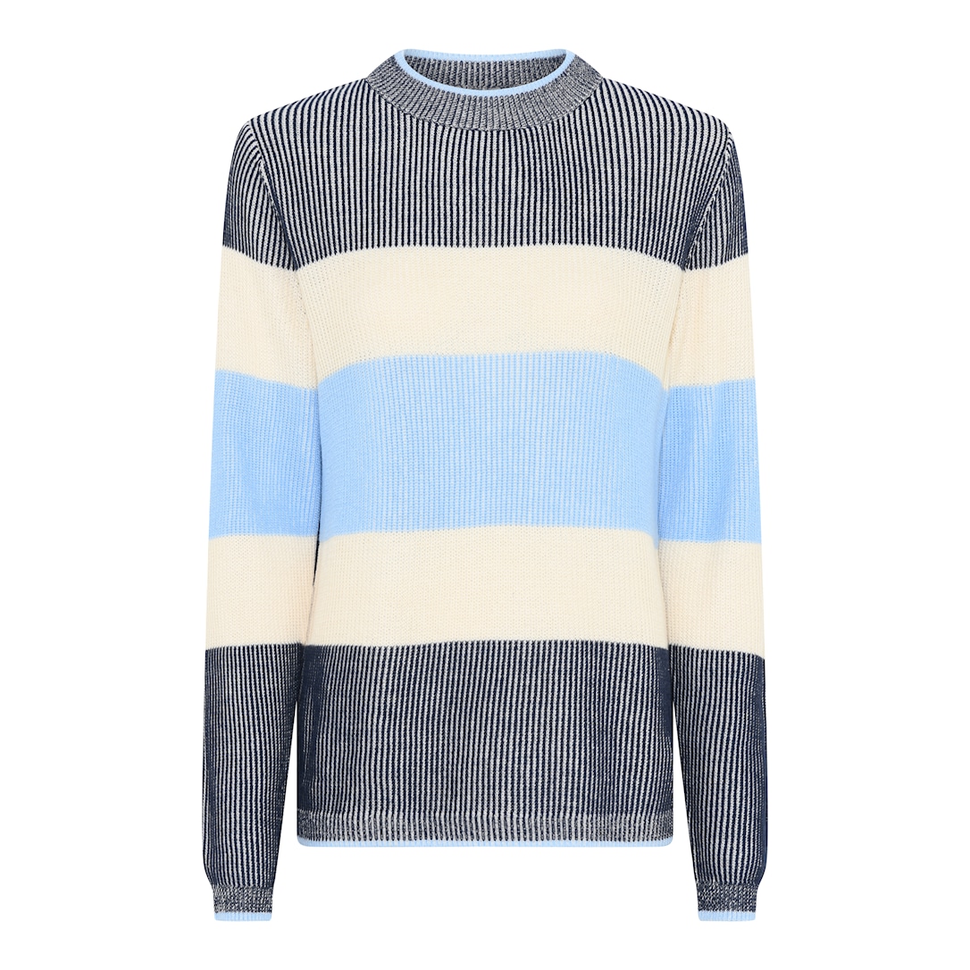 MICHA Vertical Stribet Strik - Navy/Sand - M