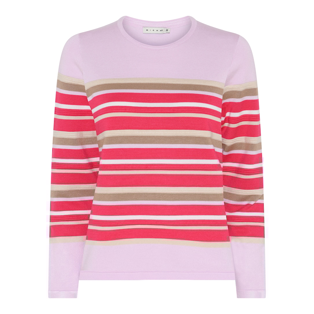 MICHA Basic Eco Vero Forårs Stribet Strik - Pink/Rosa - L