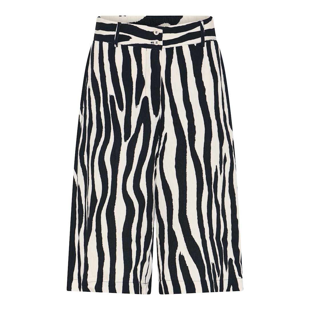 MICHA Shorts Dame Zebraprint Viscose - Sort/Offwhite - Str. 36
