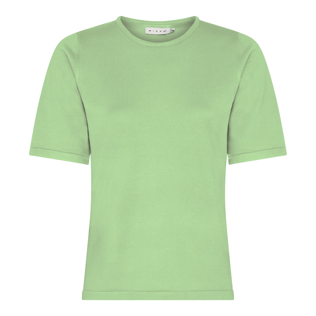MICHA Strikbluse Dame Korte Ærmer Rund Hals Viscose Strik - Grøn - L