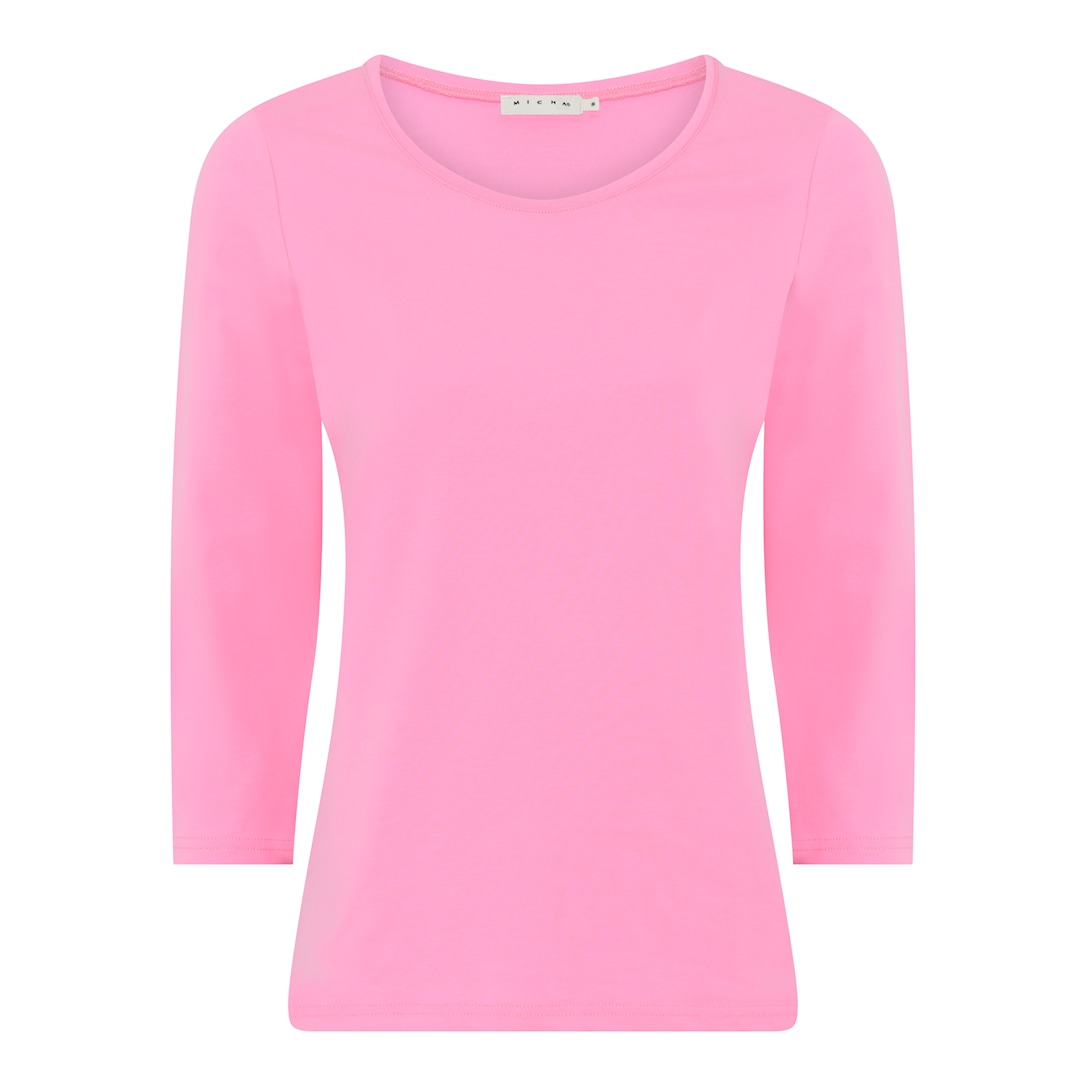 MICHA T-shirt Dame 3/4 Ærmer Bomuld - Pink - L